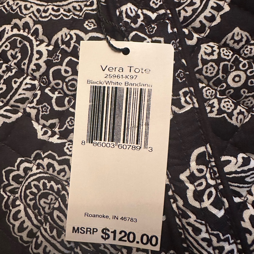 Vera Bradley Black and White Paisley Tote - Picture 2 of 2